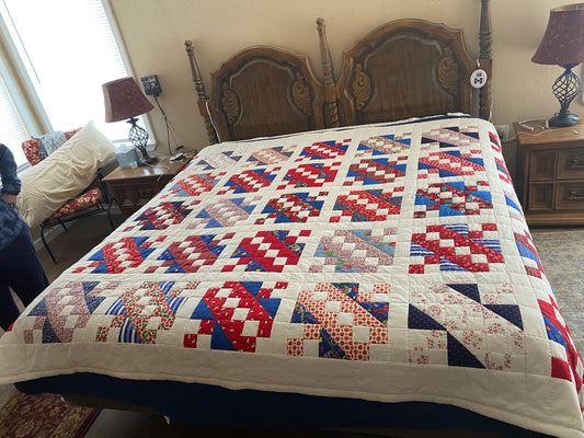 King Jacob's Ladder Vintage Quilt (Free Shipping)
