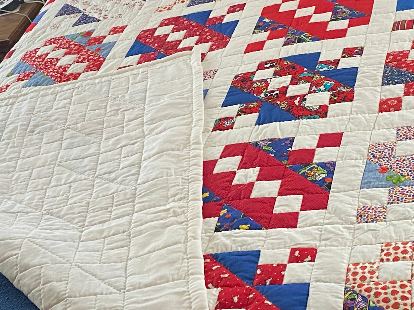 King Jacob's Ladder Vintage Quilt (Free Shipping)