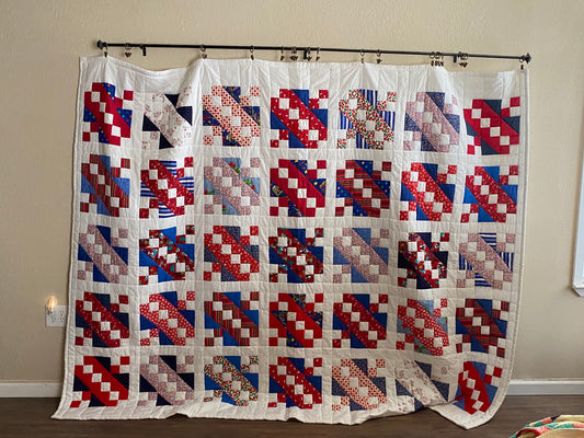 King Jacob's Ladder Vintage Quilt (Free Shipping)
